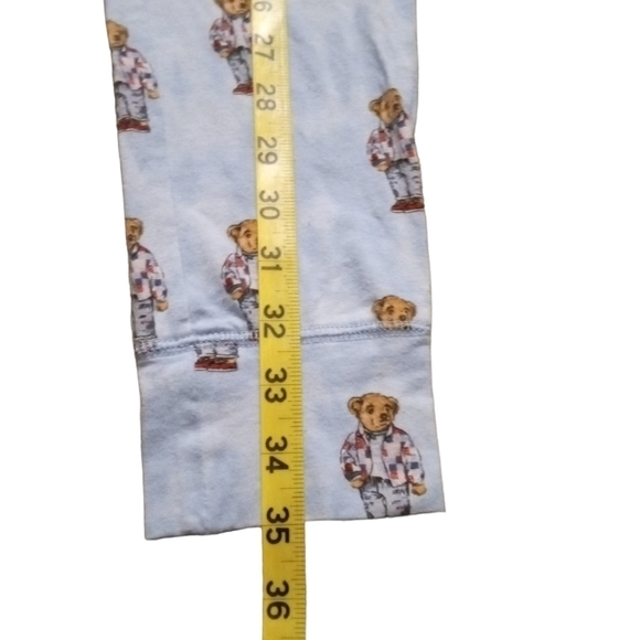 Ralph Lauren Teddy Bear PJ Pants Light Blue Pocketed Cuffed Drawstring Waist S - Picture 13 of 13